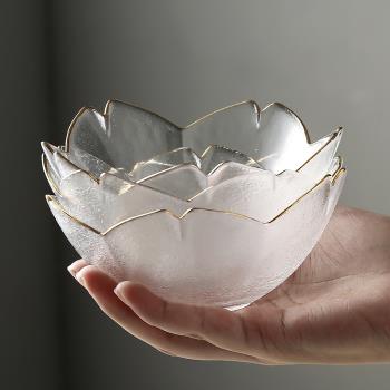 日式玻璃櫻花碟子網紅ins可愛小吃碟家用高顏值雪糕甜點碗玻璃碗