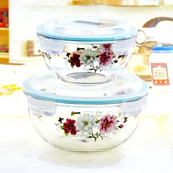 韓國保鮮盒微波爐專用加熱飯盒耐熱玻璃碗上班族便當盒冰箱收納