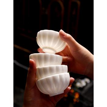 羊脂玉瓷白瓷茶杯陶瓷主人杯子單個純手工家用功夫茶具品茗杯套裝