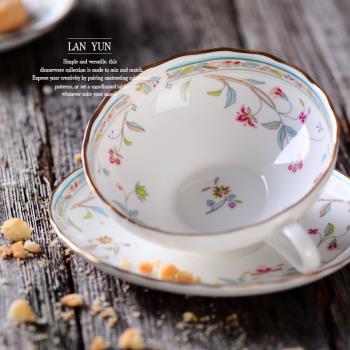出口精細骨瓷紅茶杯 英式下午茶高雅套裝 浮雕描金咖啡杯碟 精美
