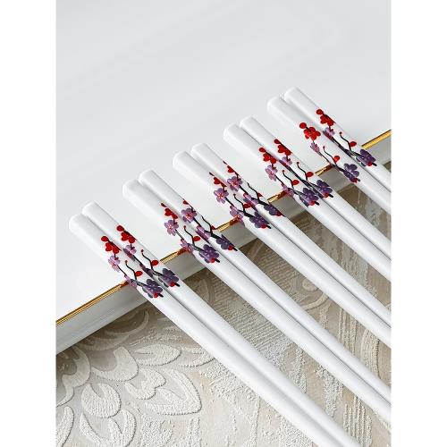 陶瓷筷子家用高檔家庭裝瓷筷10雙骨瓷筷子防滑防霉公筷一人一筷