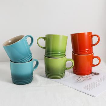 W1962法國新款陶瓷琺瑯炻瓷漸變色彩虹杯馬克咖啡杯