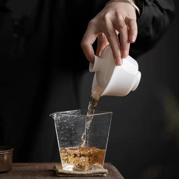 加厚四方耐熱公道杯玻璃透明泡茶功夫茶具配件茶海分茶器