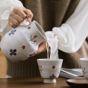 器昔日式創意復古文藝手繪花朵陶瓷咖啡分享壺咖啡杯套裝家用水壺