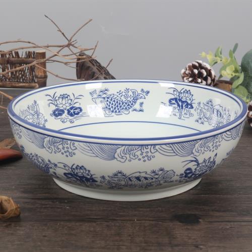 復古青花超大湯碗陶瓷家用大碗水煮肉片碗酸菜魚盆麻辣燙碗特大號|盆  