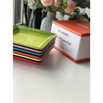 酷彩lecreuset彩虹方盤21cm瓷盤6件套禮盒平盤套裝家用菜盤釉下彩