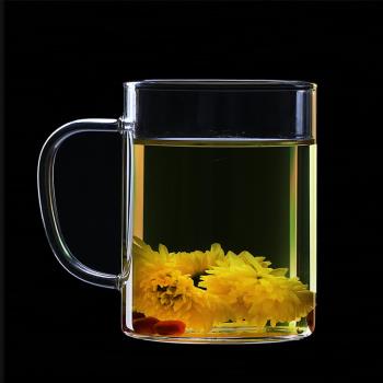 家用加厚耐熱透明水杯帶蓋玻璃泡茶杯帶把手辦公杯咖啡杯簡約直身