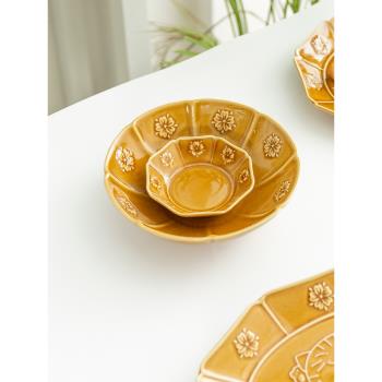 日式家用陶瓷5英寸吃米飯碗碟魚盤子組合可愛卡通招財貓咪餐具