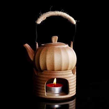 戶外陶瓷酒精燈蠟燭溫茶器套裝家用室內提樑泡茶壺耐高溫熱茶壺