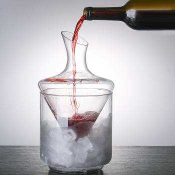 創意個性冰桶醒酒器玻璃酒吧快速紅酒醒酒器冰酒器品酒專用倒酒器