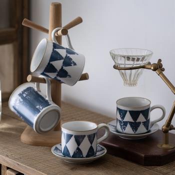 器昔復古陶瓷現代青花手繪咖啡杯碟日式創意精致高檔馬克杯子帶勺