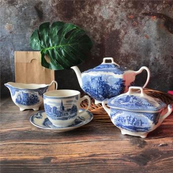 英國JBS原單咖啡杯歐式古典宮廷風藍城堡系列茶具下午茶套裝釉中
