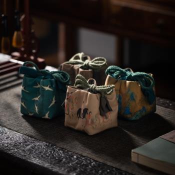 棉麻茶具收納包單茶杯茶壺中式古風布袋戶外手提便攜旅行茶具配件