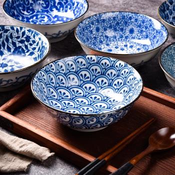 日本進口復古釉下彩沙拉陶瓷餐具