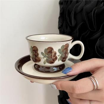 【新】芬蘭中古風咖啡杯碟套裝手繪釉下彩色馬克杯下午茶杯輕奢風