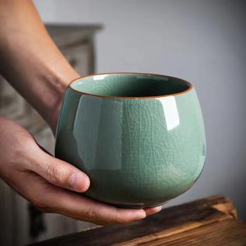 建水哥窯家用復古功夫茶盂陶瓷