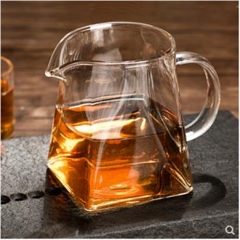 耐熱玻璃分茶器透明加厚方形公道杯茶海茶漏隔茶器大小號純手工