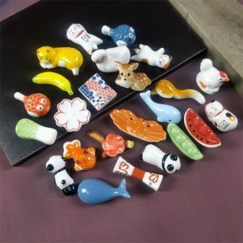 ZAKKA日式家用酒店餐廳筷子架陶瓷筷托 櫻花海豚創意筷架熊貓擺件
