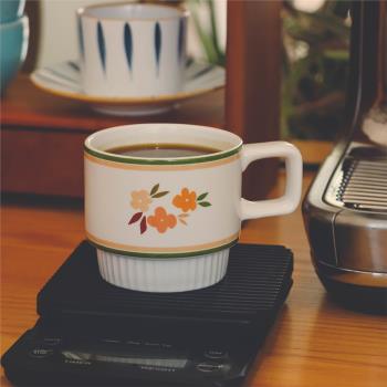 復古ins風小花 美式咖啡杯陶瓷 辦公室家用冰美式咖啡杯子 馬克杯