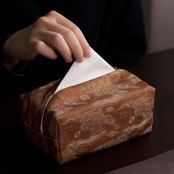 中式禪意輕奢布藝客廳復古紙巾盒