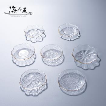 日式透明玻璃碟碗調味碟醬料碟蘸料碟金邊加厚耐熱醋碟火鍋蘸料碟