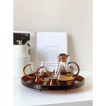 Homeside北歐茶壺ins風簡約透明玻璃高硼硅耐熱茶具琥珀茶杯套裝