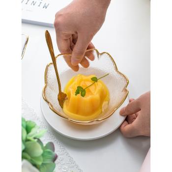 創意櫻花碗玻璃碗透明沙拉碗可愛日式水果碗餐具甜品碗少女心小號