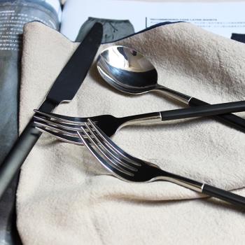 黑金不銹鋼刀叉304牛排刀主餐刀甜品刀叉質感餐廳用歐美高端餐
