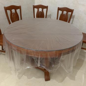 50張透明一次性桌布加厚圓桌婚慶正方形家用結婚塑料臺布方桌餐廳