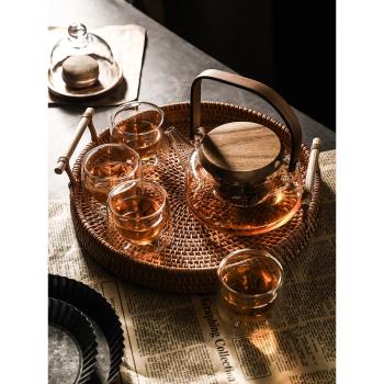 花茶壺套裝英式北歐風格玻璃加熱花茶杯花果茶煮茶茶壺下午茶茶具