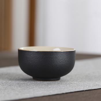 黑陶功夫茶杯幕古黑品茗杯陶瓷主人杯家用純色小陶杯中式復古單杯