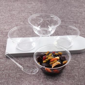 250/300/350ml硬質透明塑膠碗航空水晶碗一次性甜品碗沙拉食品碗