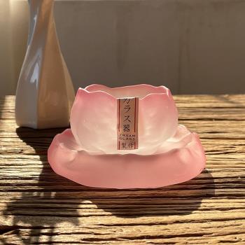 日式粉色女士國潮風小茶杯清酒杯琉璃杯女主人茶杯品茗杯手冰凍燒