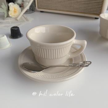 Hi color ... 簡約ins韓式純米白色粗陶瓷下午茶家用咖啡杯碟套裝