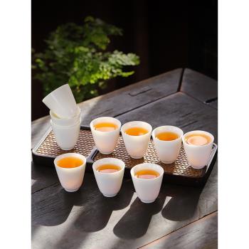 羊脂玉瓷小杯德化功夫茶杯10個品茗杯白瓷茶盞主人杯單杯個人家用