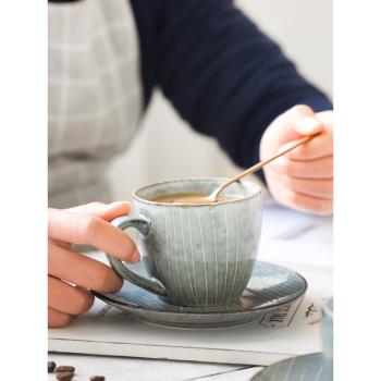 日式復古陶瓷咖啡杯套裝餐廳創意下午茶杯子手繪線條杯碟家用