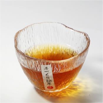 日式錘紋高檔會所磨砂玻璃清酒杯