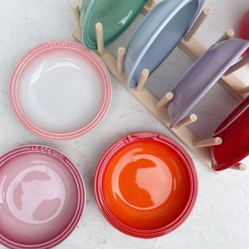 法國LE同款琺瑯炻瓷彩色餐具六寸圓形陶瓷碗小吃盤小菜碟子水果盤