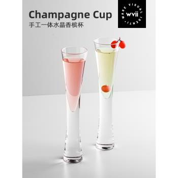 歐式純手工創意水晶玻璃香檳杯6只套裝高腳杯一對起泡酒杯2個甜酒
