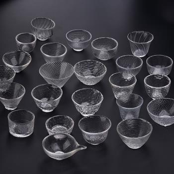 日式錘紋茶杯意境菜甜品刺身清酒唄品茗杯冷菜裝飾杯玻璃碟玻璃碗