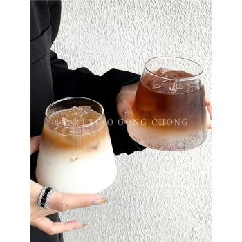 日式富士山杯玻璃杯ins風冰美式拿鐵咖啡杯家用冷飲杯飲料杯水杯