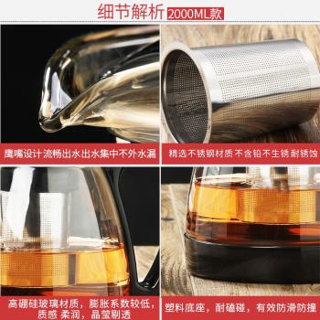 泡茶壺茶水分離茶吧機保溫辦公室通用泡茶壺大容量玻璃沖茶器荼壺