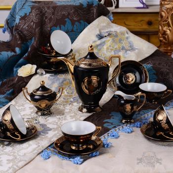 歐式咖啡具茶具美杜骨瓷咖啡杯金人頭英式下午茶花茶套裝