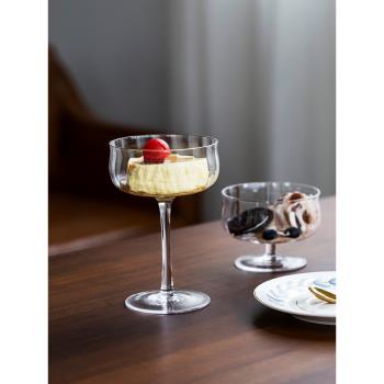 米立風物ins甜品杯創意個性家用冰淇淋杯子網紅布丁碗玻璃高腳杯