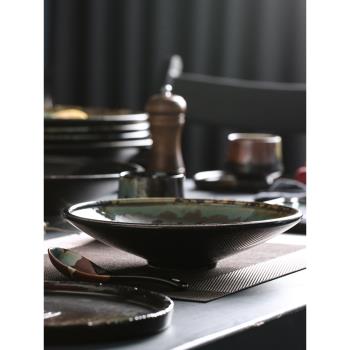 東榮手工陶瓷菜盤子餐盤平盤淺盤歐式簡約圓形藝術家用餐廳牛排盤