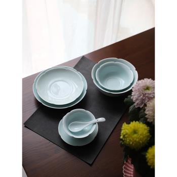 山水一間景德鎮陶瓷餐具套裝家用碗盤中式風葵口純色飯碗