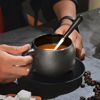 創意臺灣粗陶復古風咖啡杯碟簡約英式下午茶杯套裝家用陶瓷水杯子