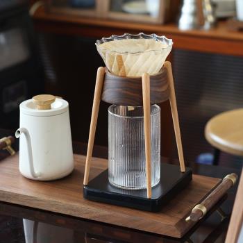 日式黑胡桃實木咖啡手沖架 濾杯架咖啡過濾器滴架 V60手沖咖啡器