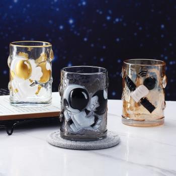 ins網紅太空宇航員創意個性情侶浮雕玻璃杯子女高顏值牛奶咖啡杯