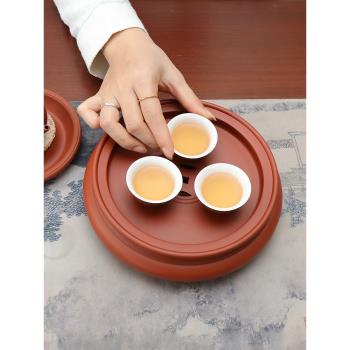 明德園潮州傳統手拉朱泥茶盤純手工茶船家用壺承幹泡茶海工夫茶池